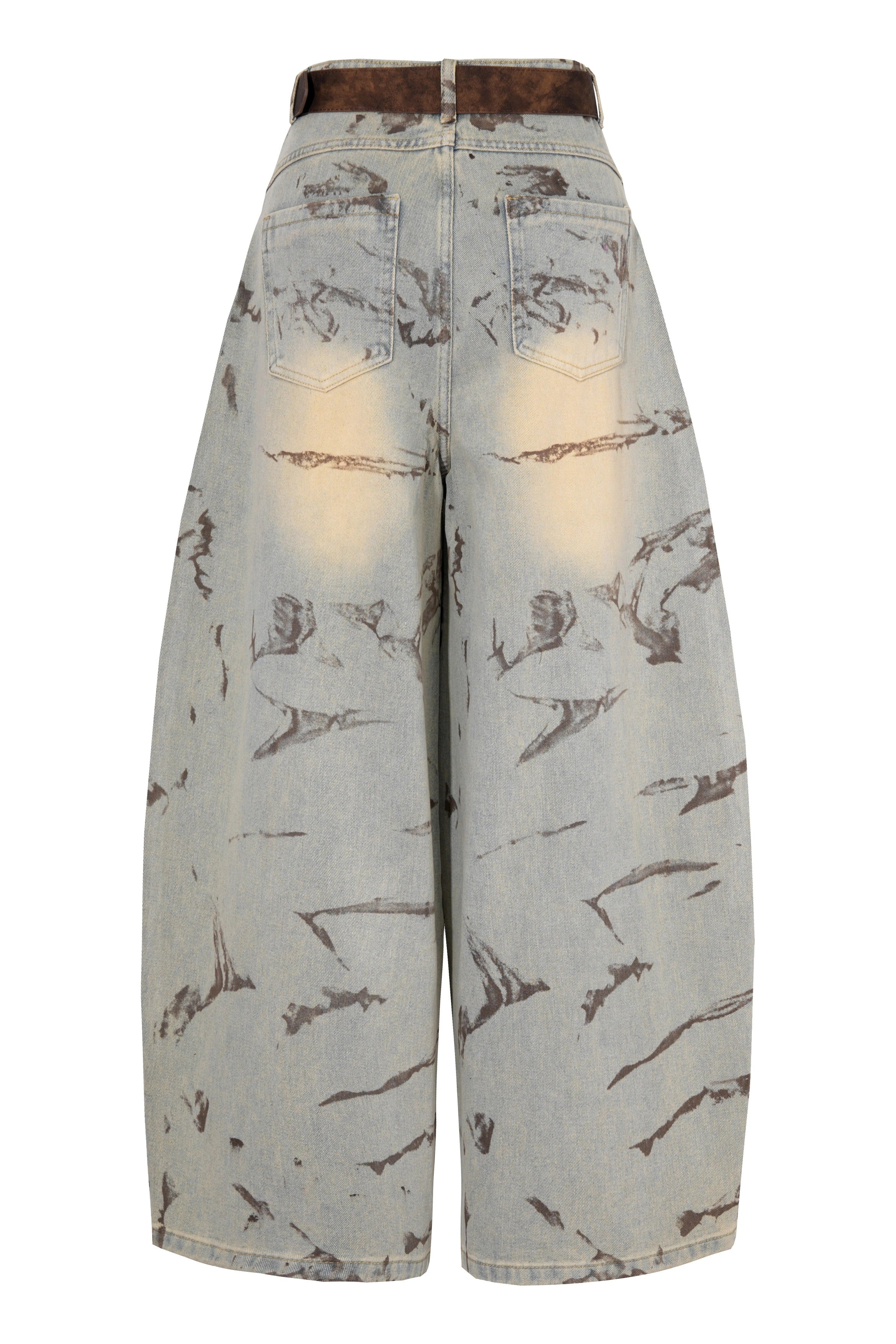 TCH Marble Mirage Rhinestone Mirror Wide-Leg Jeans - M - US