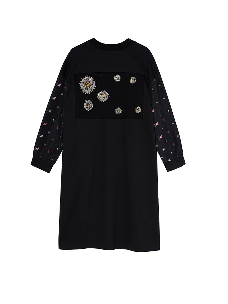 TCH Rhinestone Daisy Embroidered Wool Cardigan