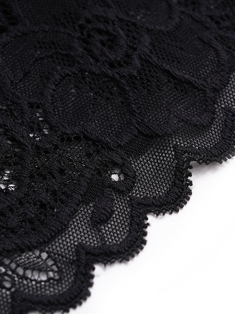 TCH Rhinestone Bow Floral Lace Sexy Top