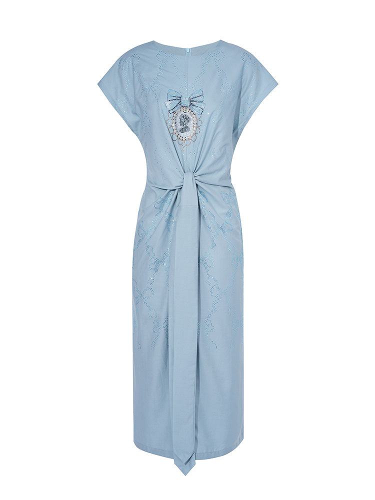 TCH Rhinestone Graphic Twist Waist Midi Dress