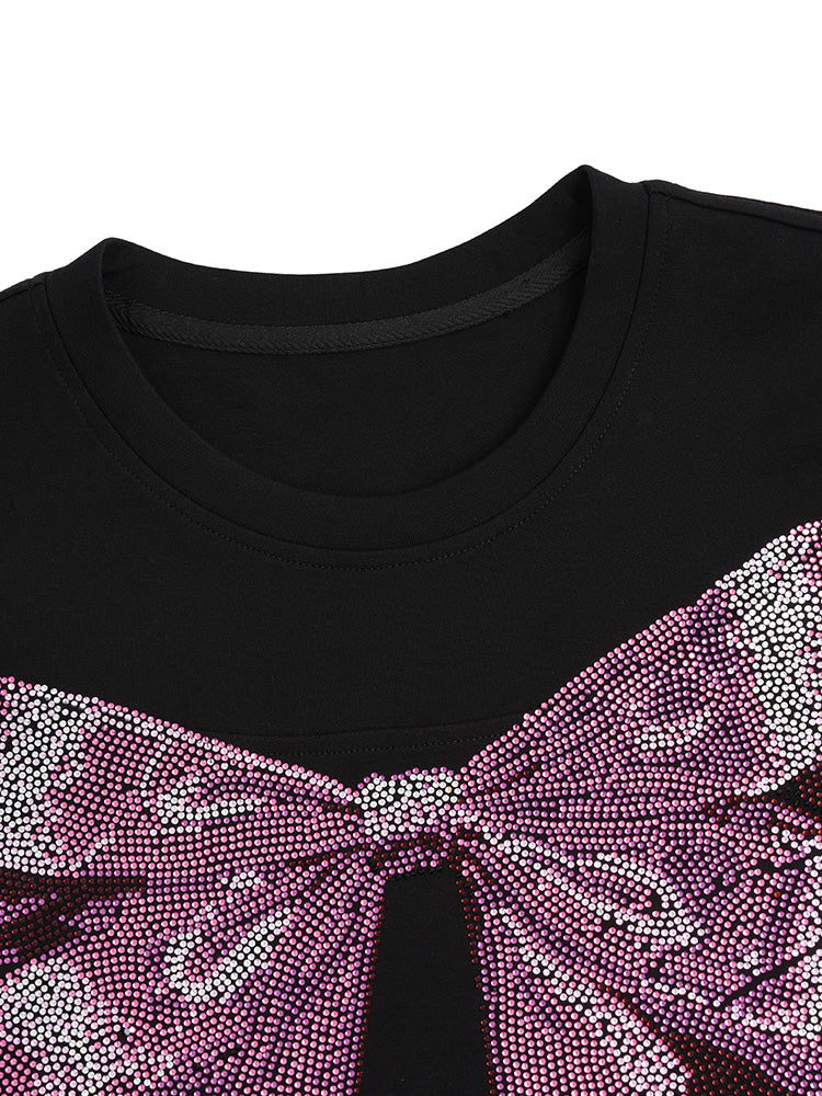 TCH Bow Rhinestone Off-Shoulder Sweater Dress