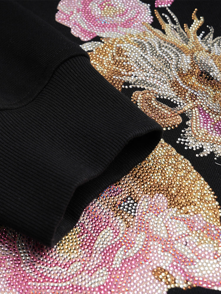 TCH Luxury Dragon Rhinestone Sparkle Flower Jacket with Black