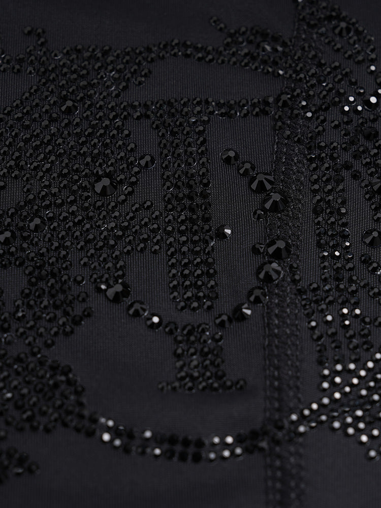TCH Flower Crystal-Embellished Black Sun Shirt