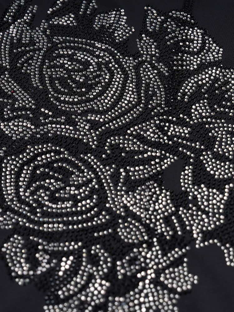 TCH Flower Crystal-Embellished Black Sun Shirt