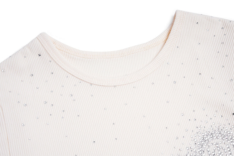 TCH Crystal-Embroidered Ribbed Slim Crop Top