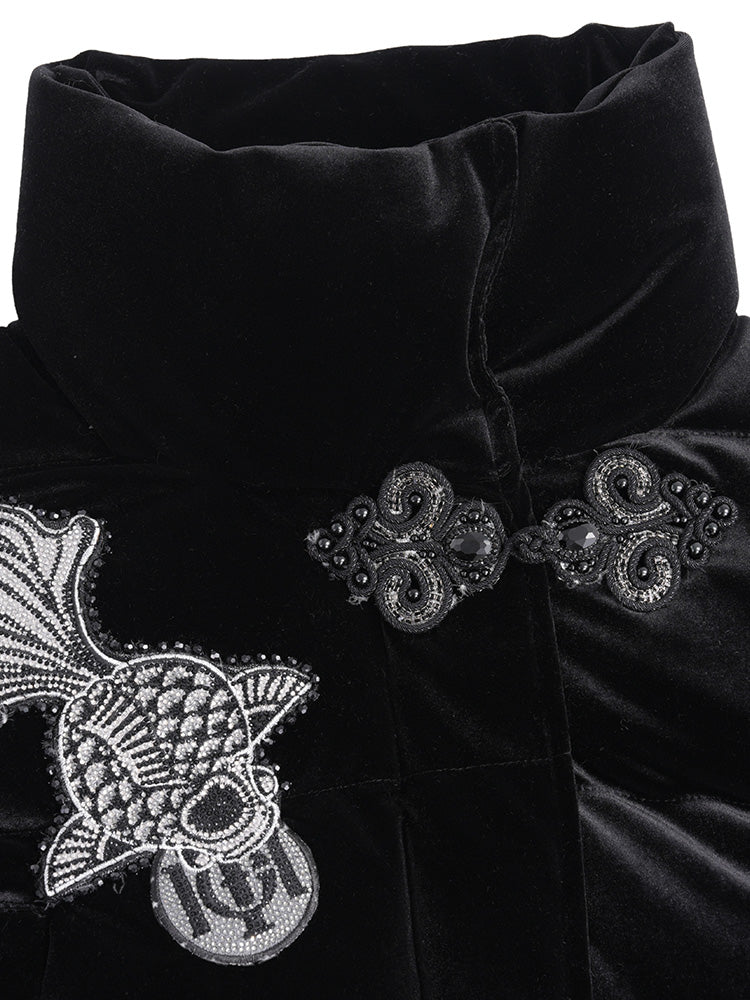 TCH Rhinestone Fish Retro Puffy Winter Coat