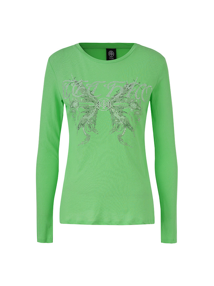 TCH Rhinestone Graphic Fitting Blouse
