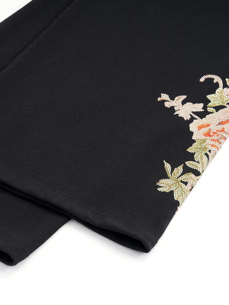 TCH Rhinestone Floral-Embroidered Trousers