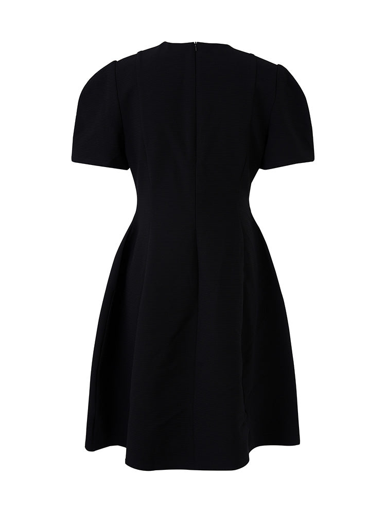 TCH Bow Rhinestone Black Cady Short Dress