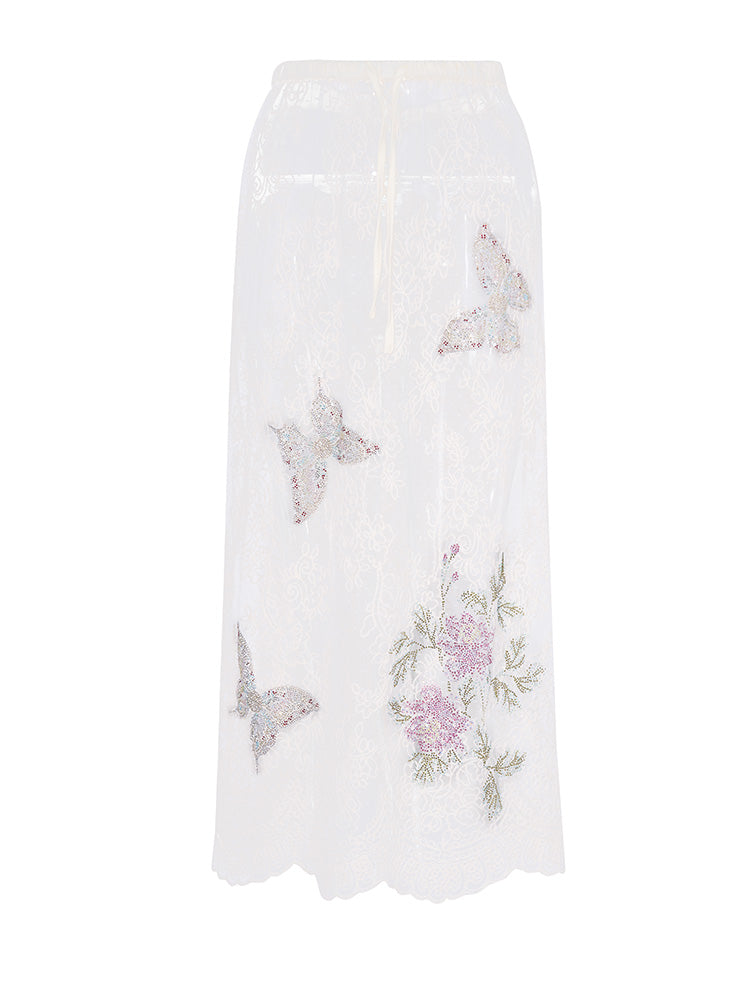 TCH Butterfly Rhinestone Stripe Top and Lace Skirt Sets