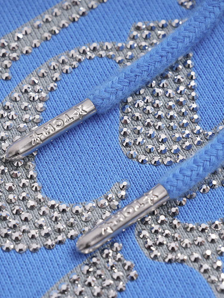 TCH Cartoon Smurfs Print Rhinestone Unisex Hoodie