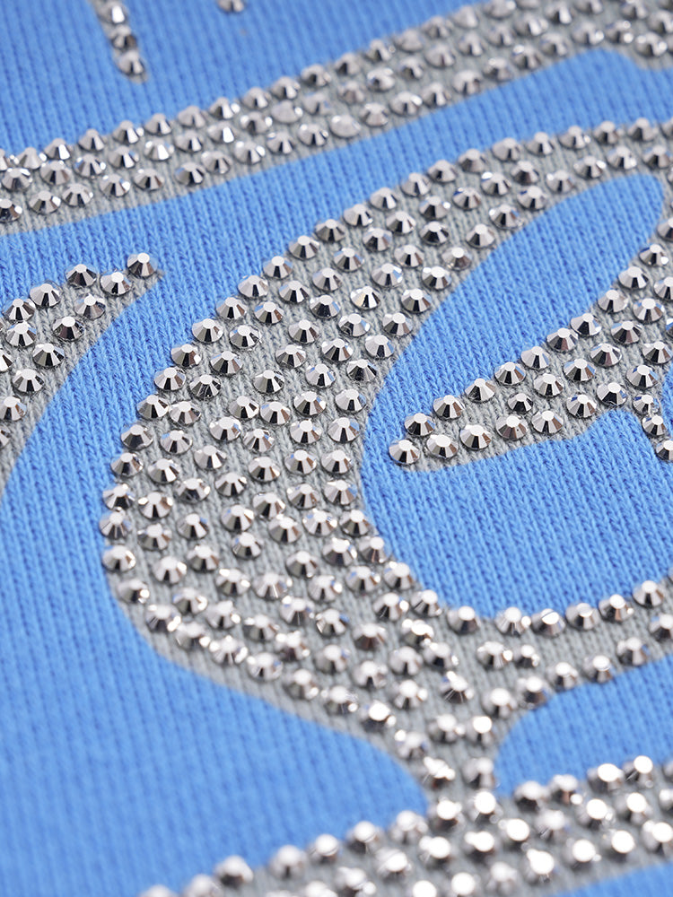 TCH Cartoon Smurfs Print Rhinestone Unisex Hoodie