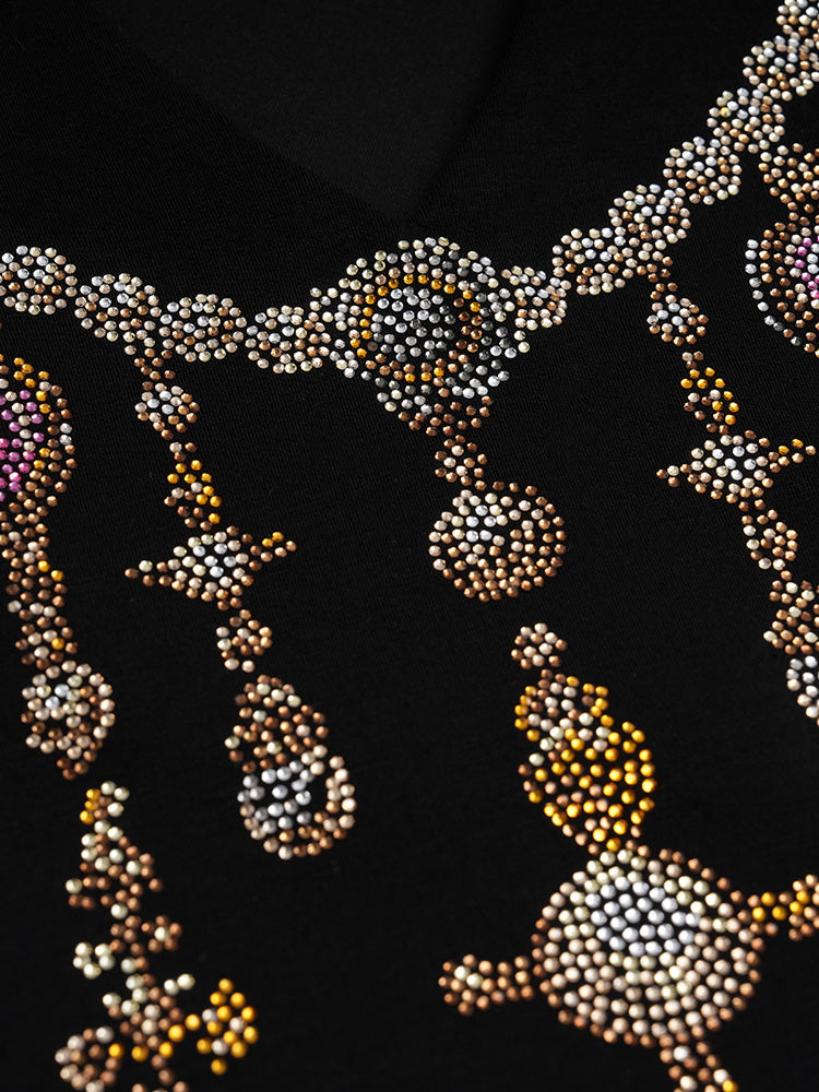 TCH Rhinestone Graphic Necklace Midi Dress