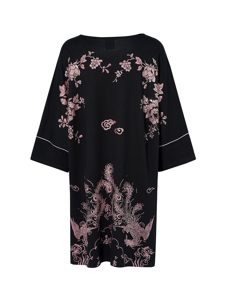 TCH Women's Crystal Embroidery Short Sleeve T-Shirt Dresses