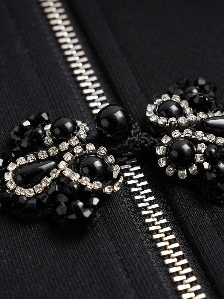 TCH Flower Dragon Rhinestone Sparkle Hoodie Jacket