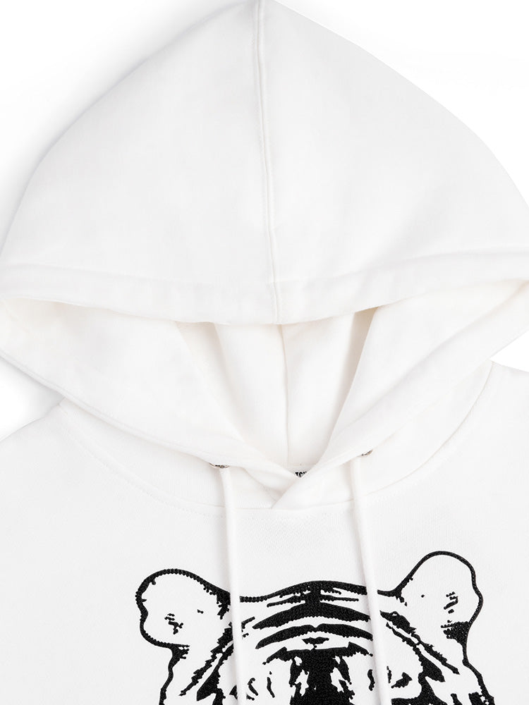 TCH Graphic Tiger Rhinestone Wings Hoodie with White