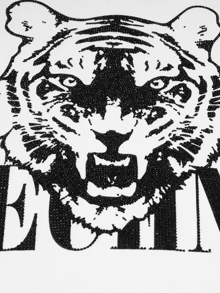 TCH Graphic Tiger Rhinestone Wings Hoodie with White