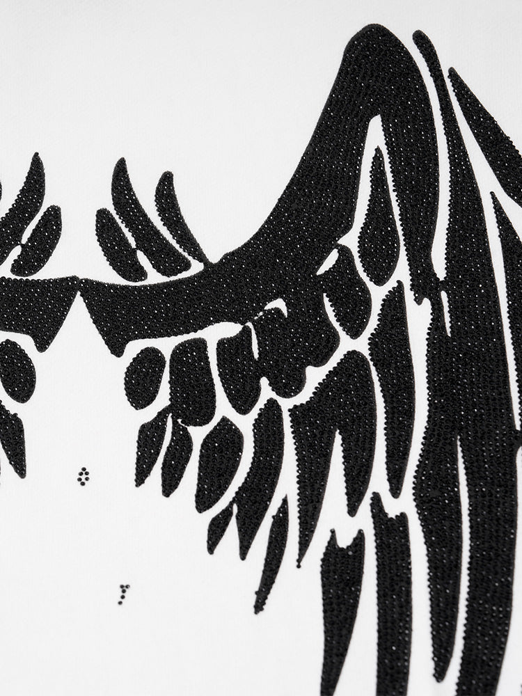 TCH Graphic Tiger Rhinestone Wings Hoodie with White