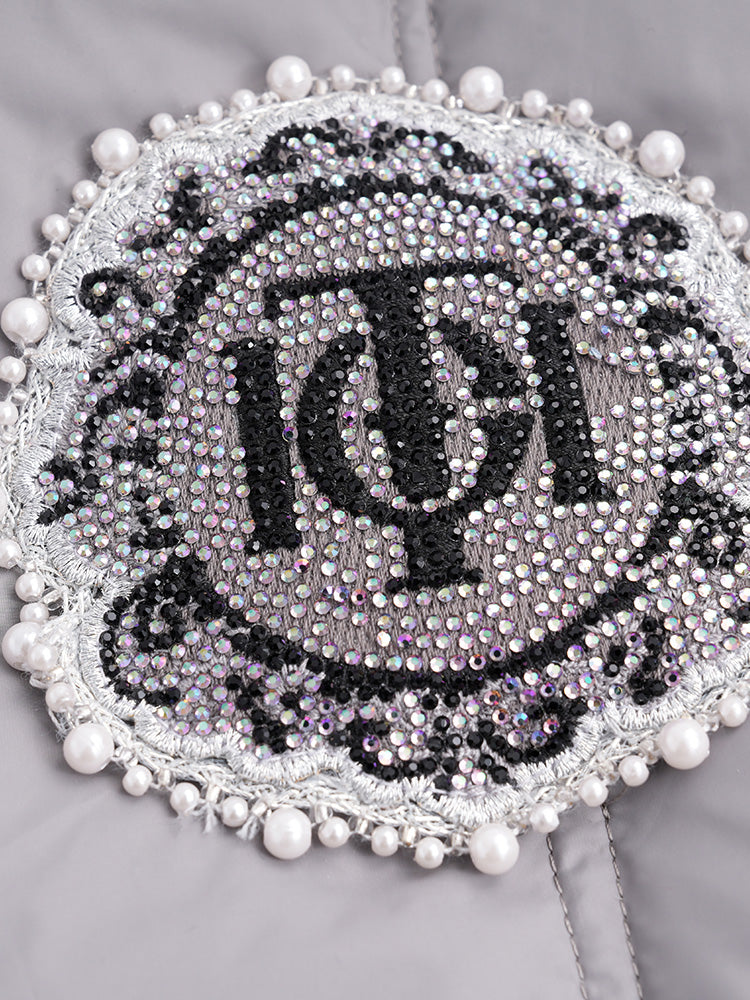 TCH Bow Rhinestone Thicken Puffer Winter Coat