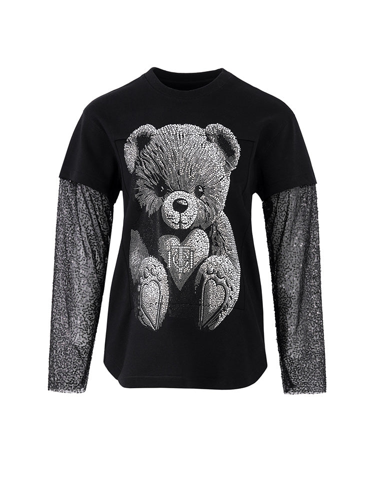 TCH Pre-sale Teddy Bear Rhinestone Sheer Mesh Top
