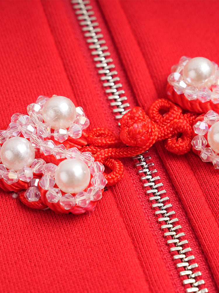 TCH Flower Dragon Rhinestone Sparkle Hoodie Jacket