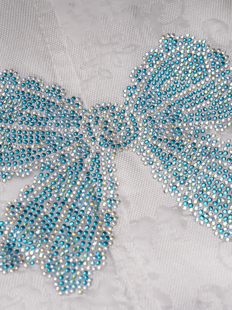 TCH Bow Rhinestone Sheer Mesh Zipper Jacket