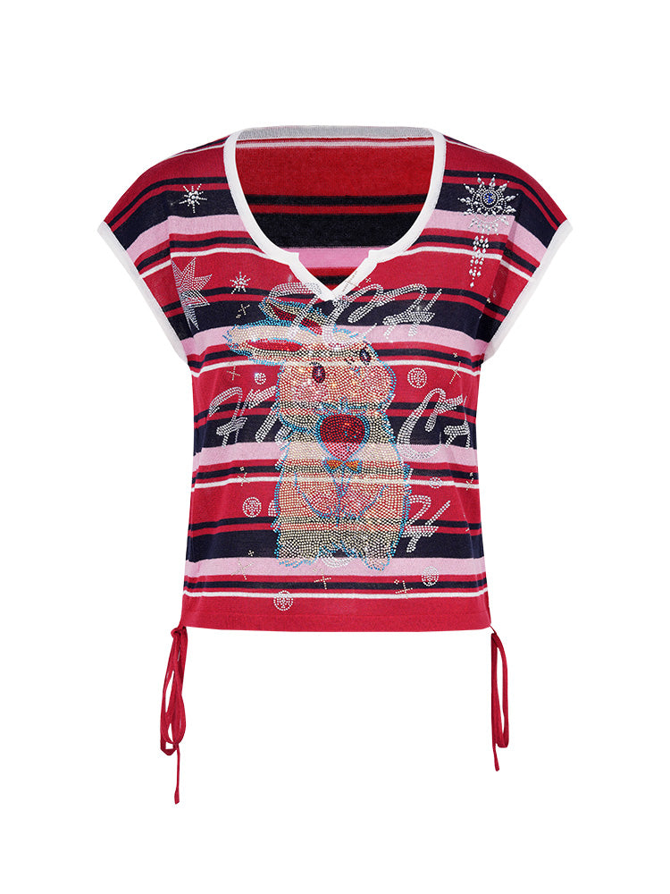 TCH Bunny Rhinestone Striple Blouse