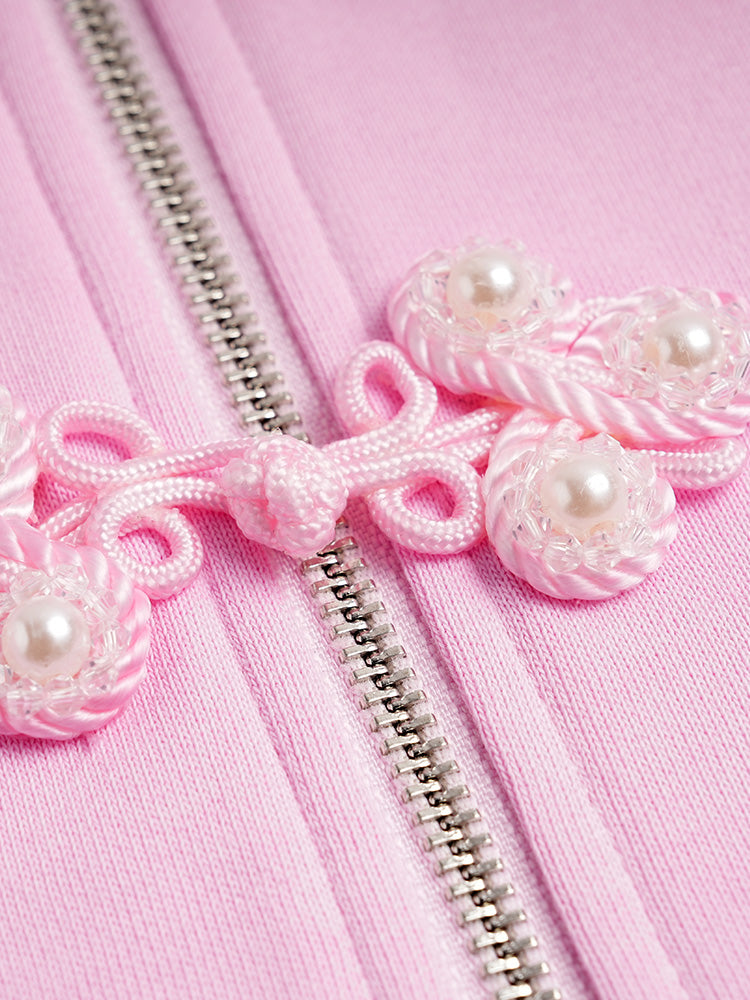 TCH Flower Dragon Rhinestone Sparkle Hoodie Jacket