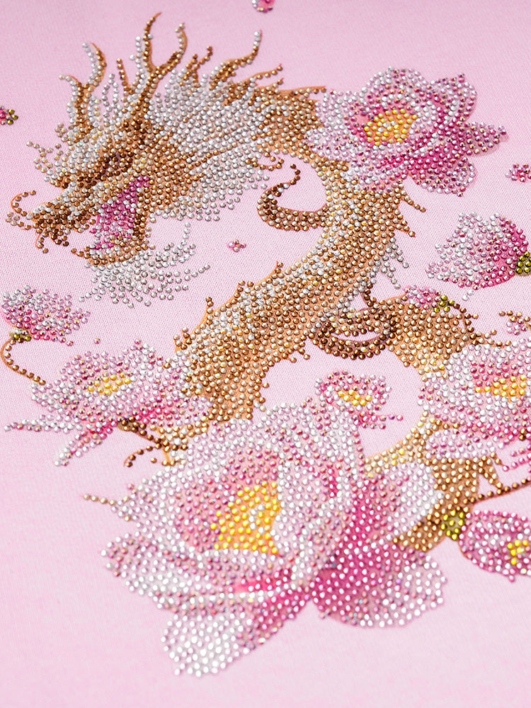 TCH Flower Dragon Rhinestone Sparkle Hoodie Jacket