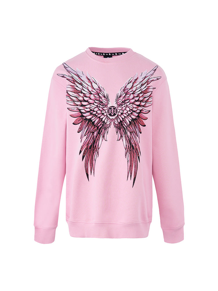 TCH Luxury Pink Rhinestone Wings Sweatshirt
