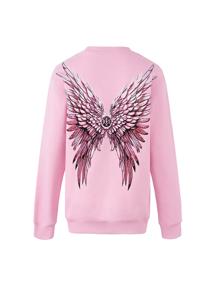 TCH Luxury Pink Rhinestone Wings Sweatshirt