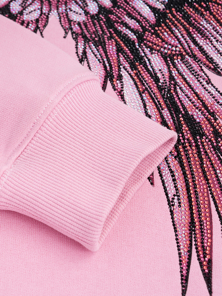 TCH Luxury Pink Rhinestone Wings Sweatshirt