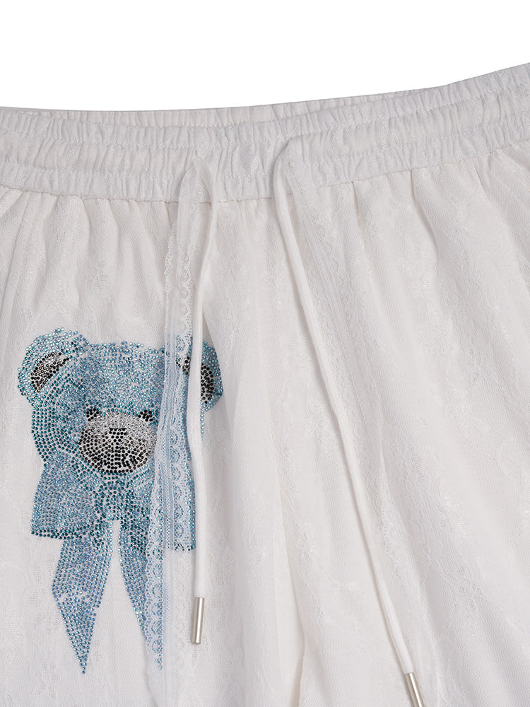 TCH Rhinestone Graphic Lace Palazzo Trousers