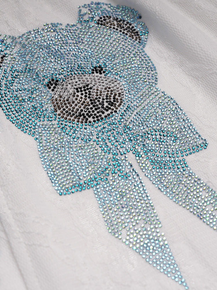 TCH Rhinestone Graphic Lace Palazzo Trousers