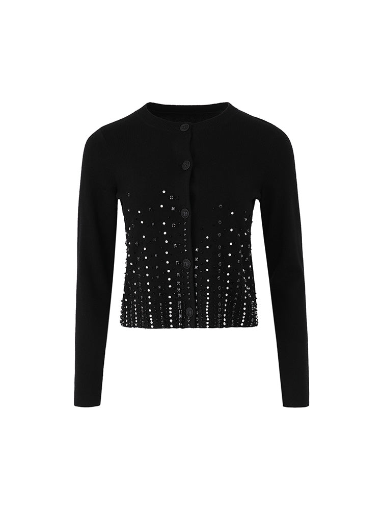 TCH Rhinestone Button Sparkle Knit Cardigan