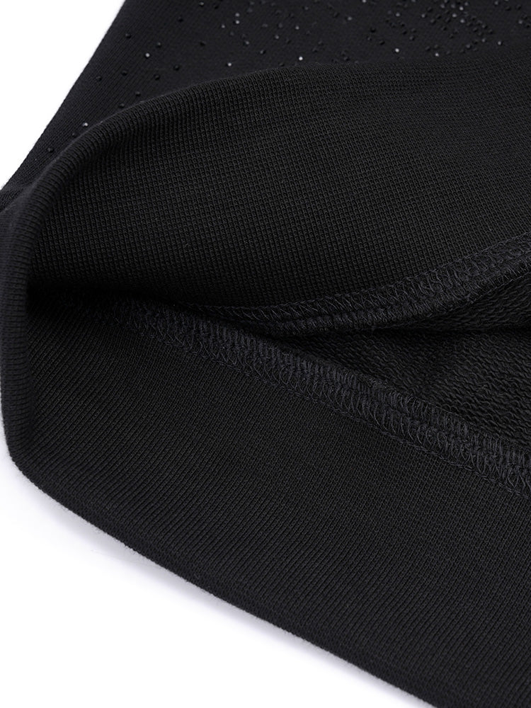 TCH Allover Rhinestone Casual Black Sweatshirt