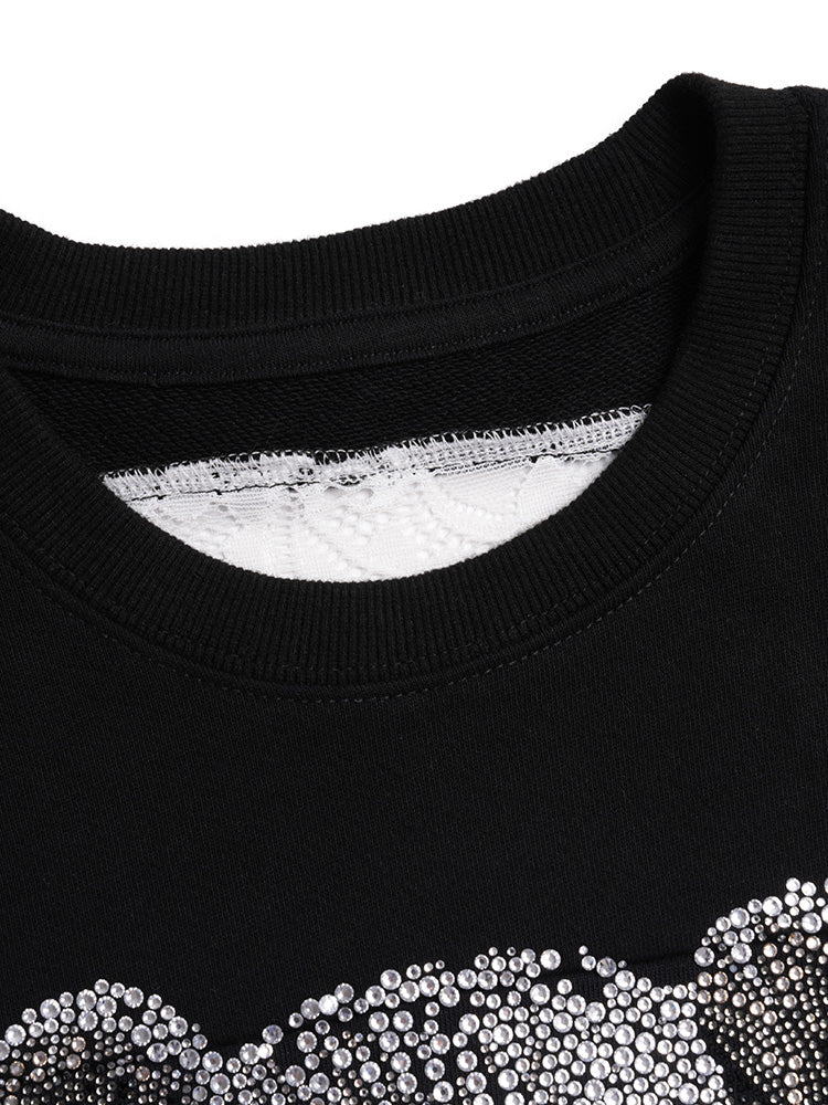TCH Teddy Bear Rhinestone Lace Sleeve Top