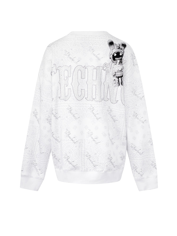 TCH Luxury Jacquard Rhinestone Graphic Sweatshirt