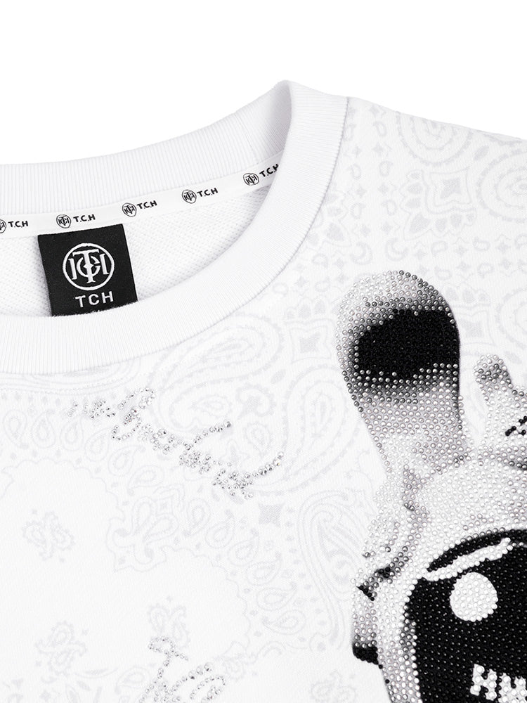 TCH Luxury Jacquard Rhinestone Graphic Sweatshirt