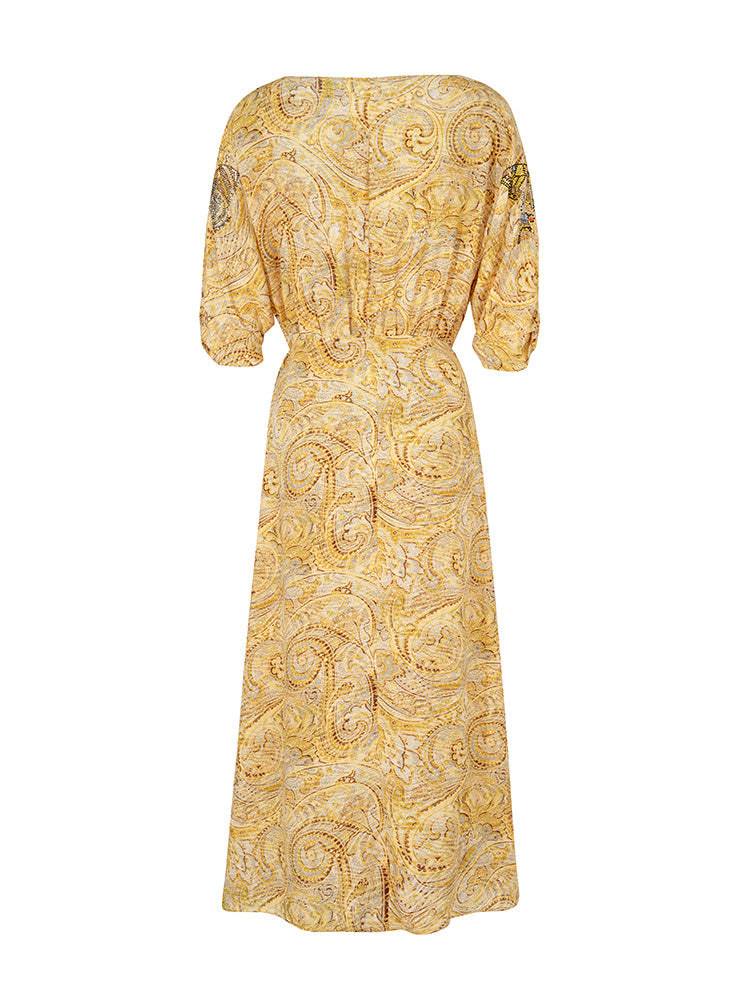 TCH Butterfly Rhinestone Floral-Print Midi Dress