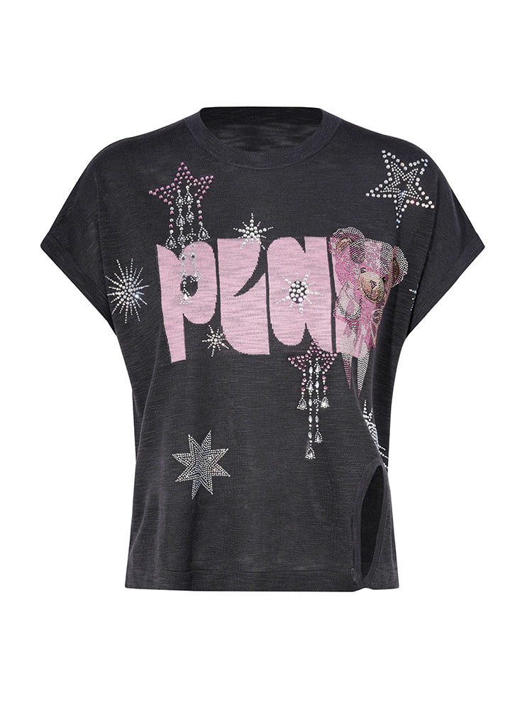 TCH Rhinestone Graphic Lightweight Knitted Tee