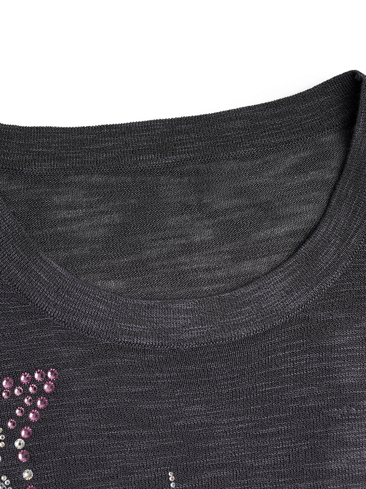TCH Rhinestone Graphic Lightweight Knitted Tee