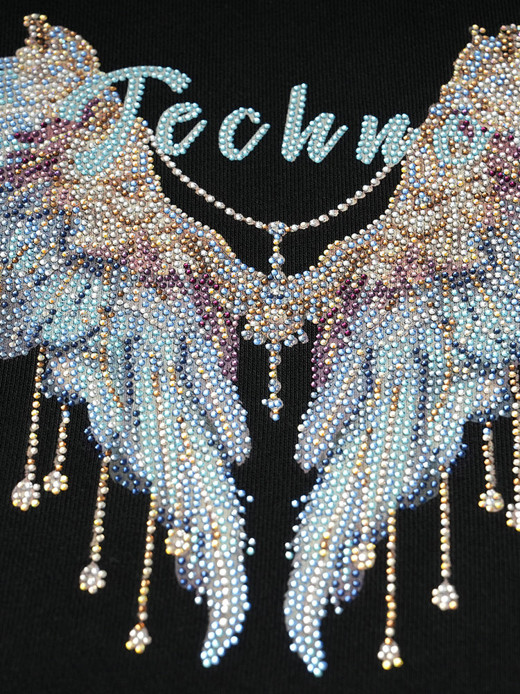 TCH Oversized Rhinestone Hoodie Unisex Wings Jacket