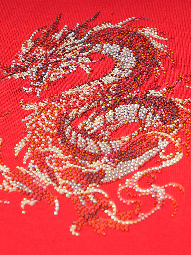 tch luxury red dragon rhinestone sparkle hoodie jacket black HighEnd Luxury Streetwear Brand Official Showcase