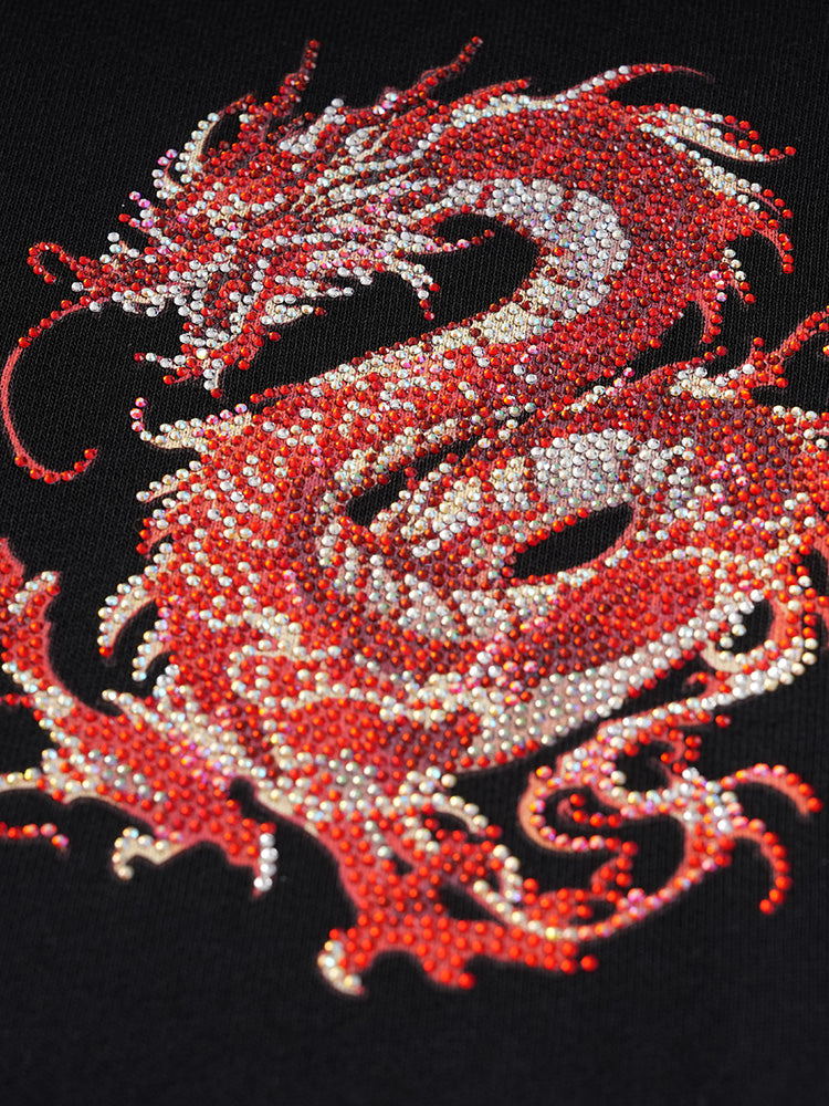 tch luxury red dragon rhinestone sparkle hoodie jacket black HighEnd Luxury Streetwear Brand Official Showcase