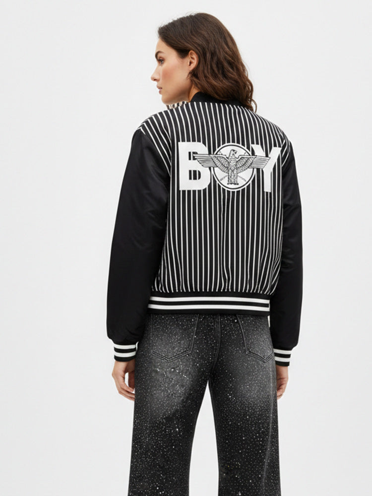 TCH Rhinestone Striped Bomber Jacket