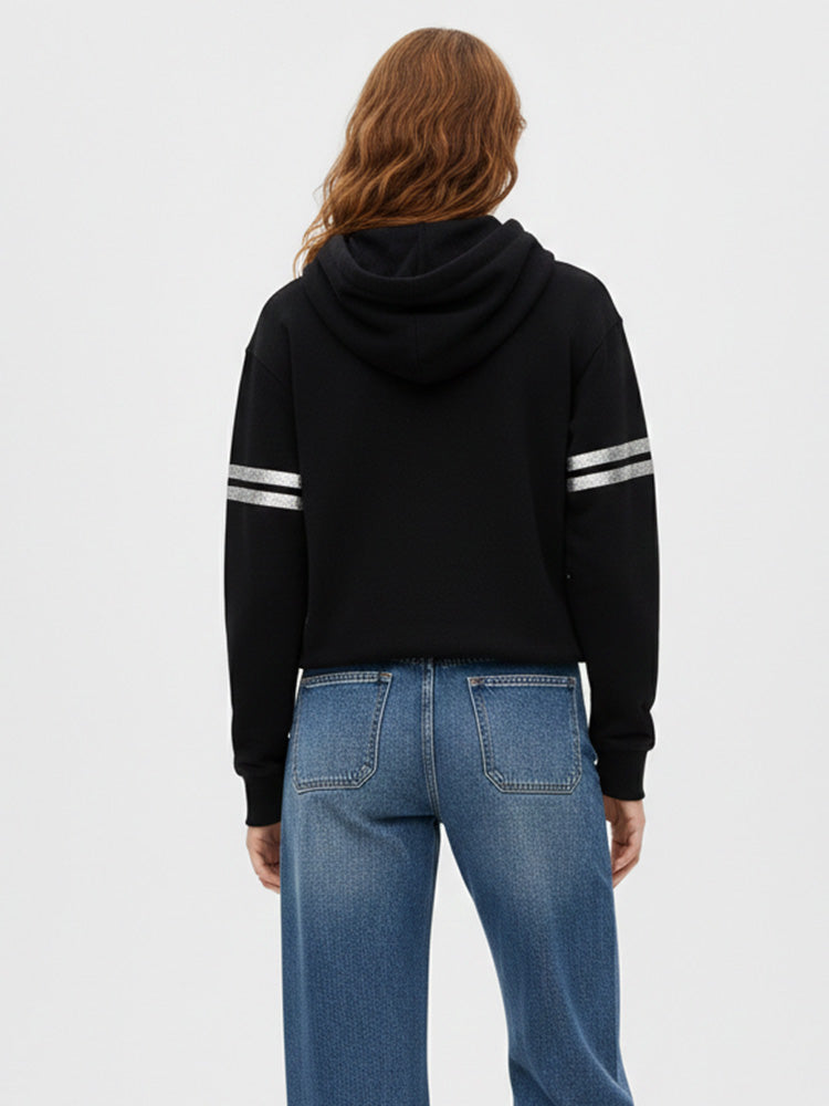 TCH Oversized Rhinestone Eagle Black Hoodie