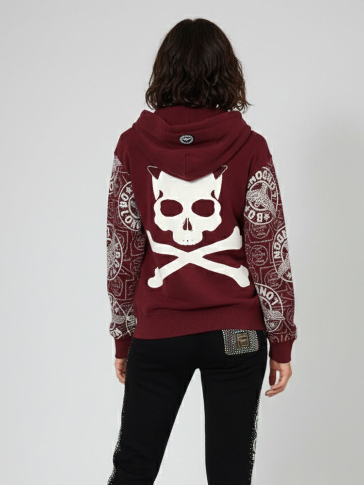 tch unisex logo rhinestone skull hoodie winered HighEnd Luxury Streetwear Brand Official Showcase