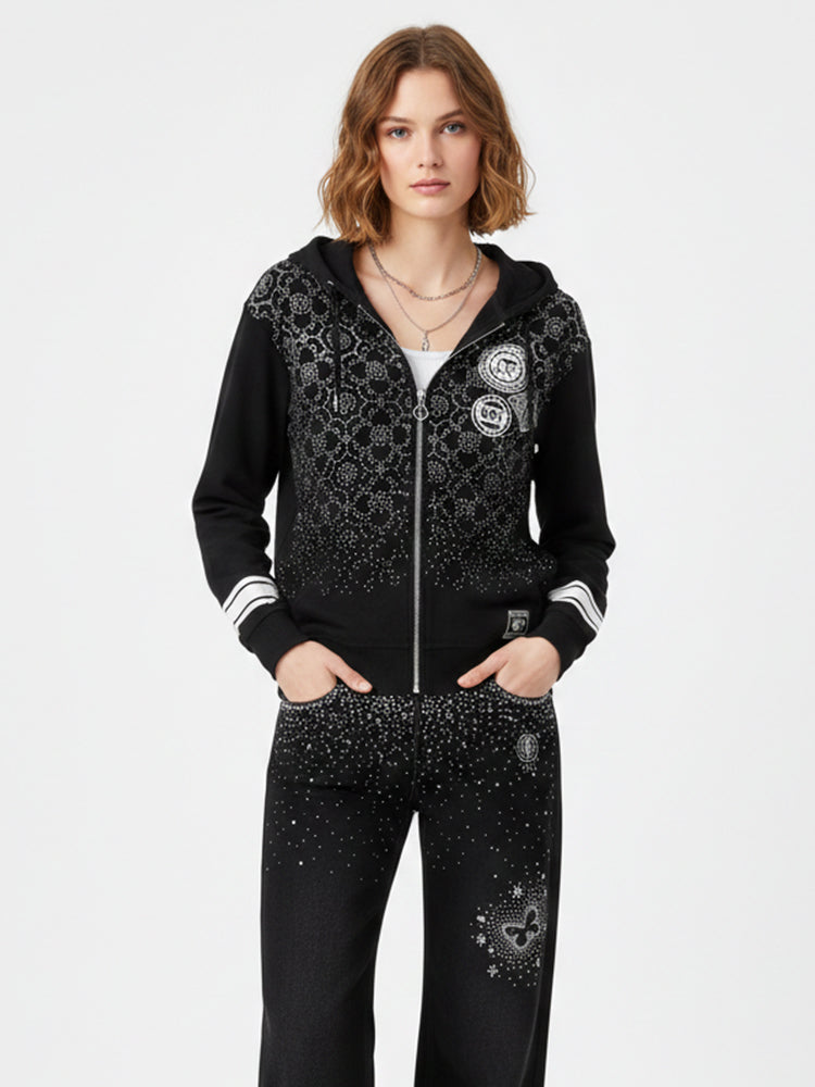 TCH Rhinestone Galaxy Black Hoodie