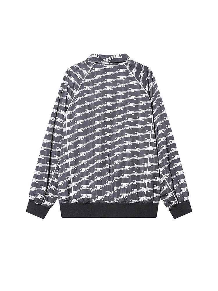 TCH Rhinestone Letter Print Zip Up Bomber Jacket